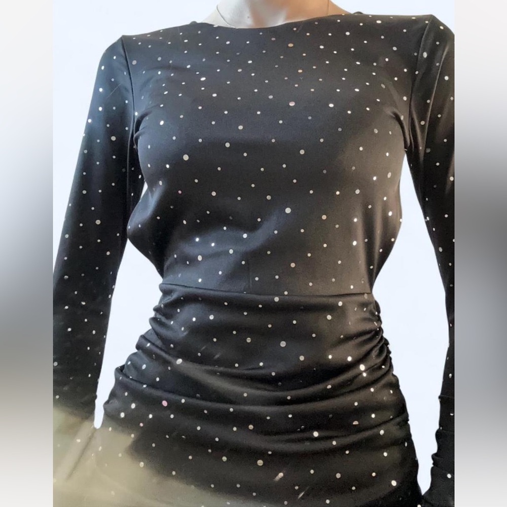 Lucy in the Sky Black mini dress with Silver Dots